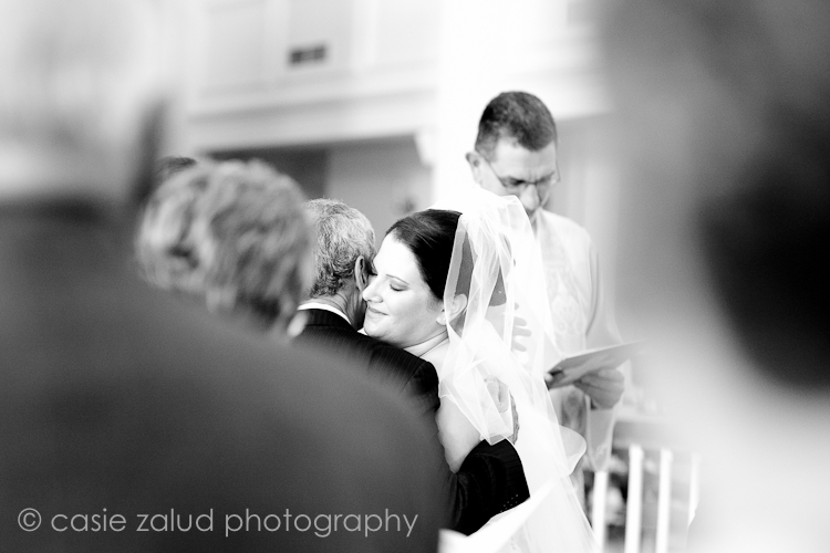 church wedding photography-bride hugging father at altar